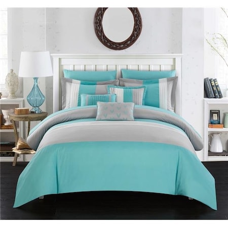Chic Home BCS07056-US Izar 8 Piece Comforter Set; Turquoise - Twin